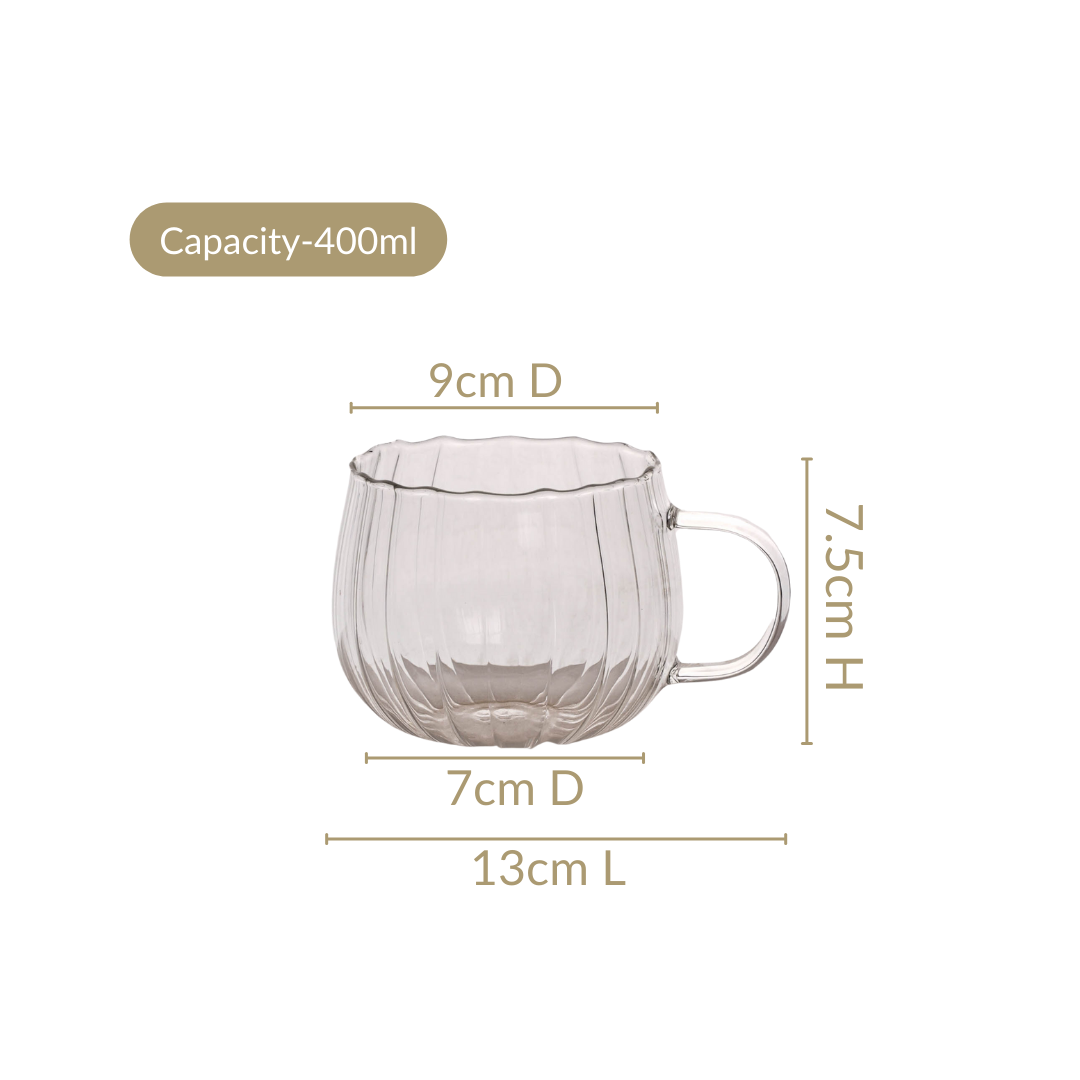 Glass Pumpkin Mug Set Of 2 400ml