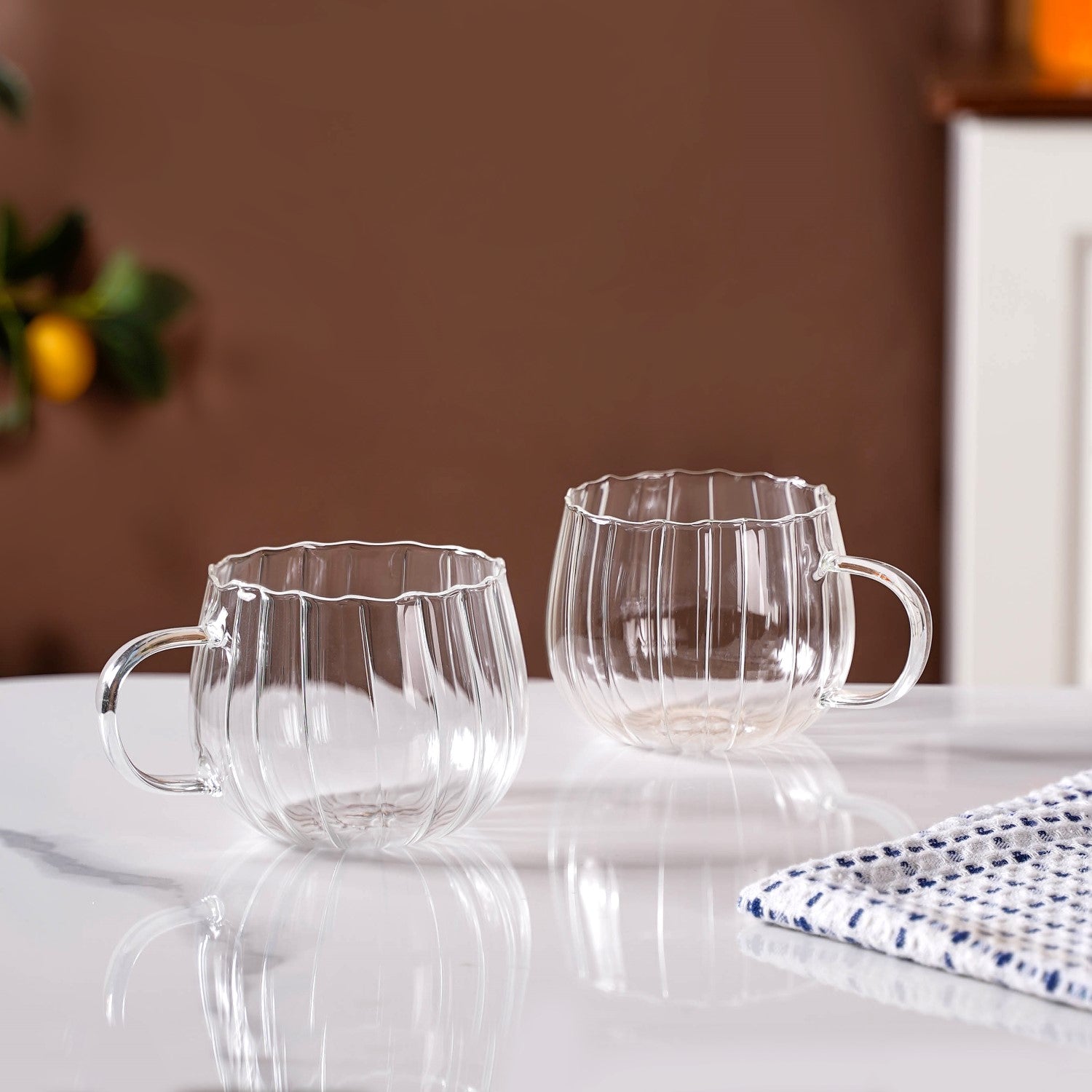 Glass Pumpkin Mug Set Of 2 400ml