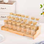 Airtight Spice Jars Set Of 21 With Expandable Wooden Kitchen Organiser Rack