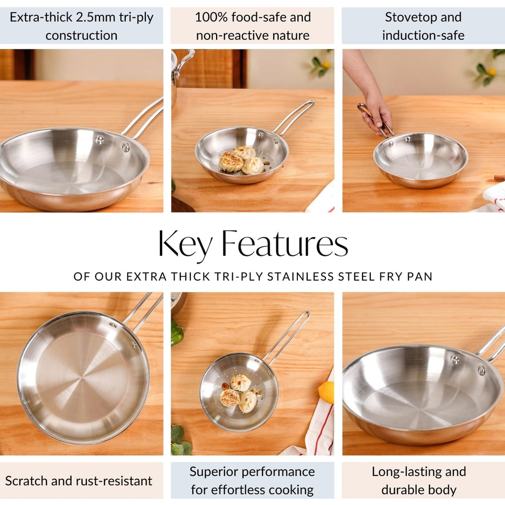 Handy Tri Ply Stainless Steel Fry Pan 1000ml