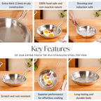 Heavy Bottom Tri Ply Stainless Steel Fry Pan 2000ml