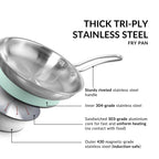 Heavy Bottom Tri Ply Stainless Steel Fry Pan 2000ml