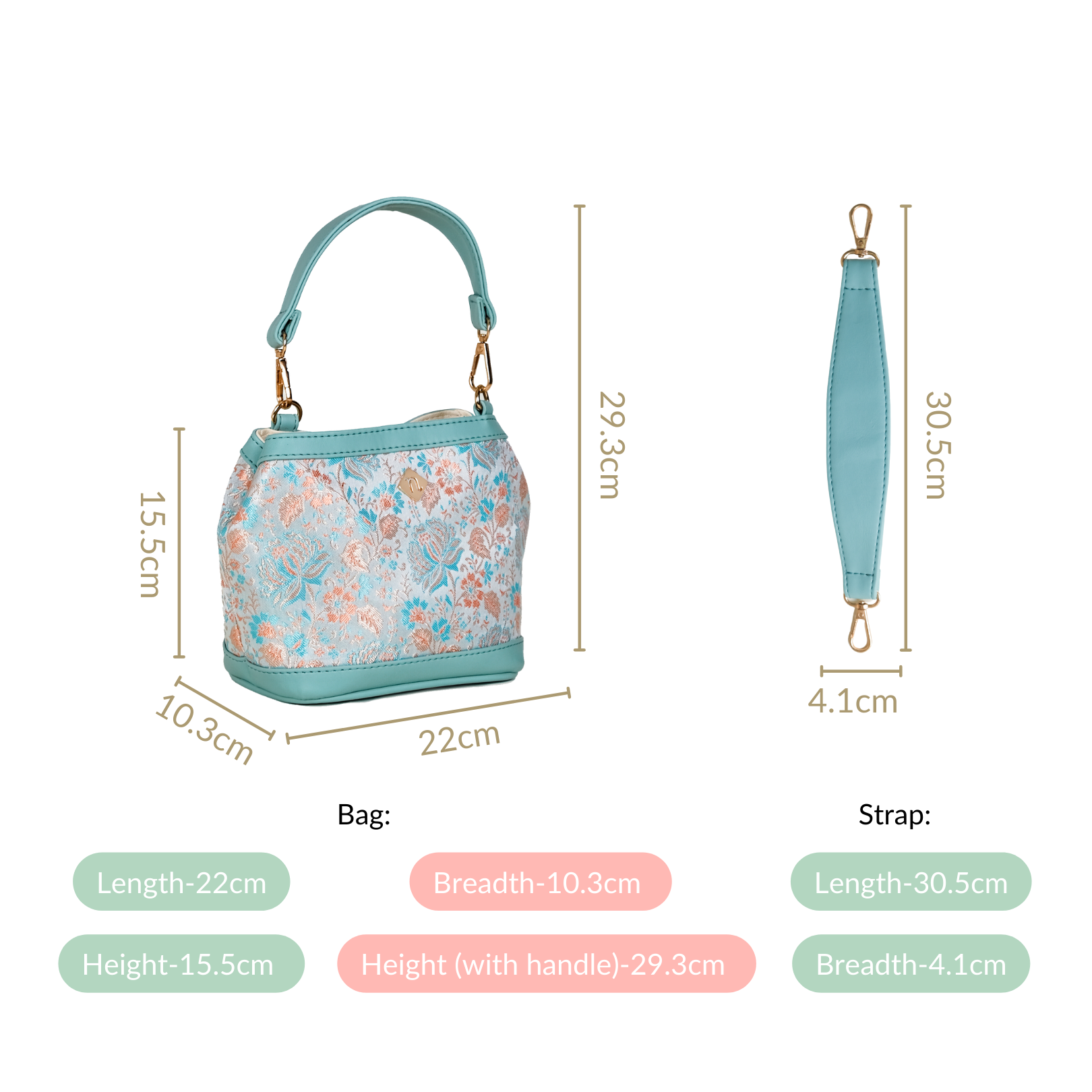 Eden Bucket Handbag For Women Mint