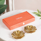 Flora Festive Tealight Holder Set Of 2 In Festive Gift Box
