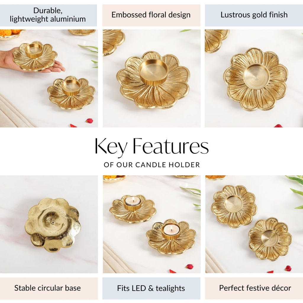 Flora Festive Tealight Holder Set Of 2 In Festive Gift Box