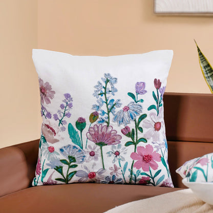 Floral Embroidered Cotton Cushion Cover Set Of 2