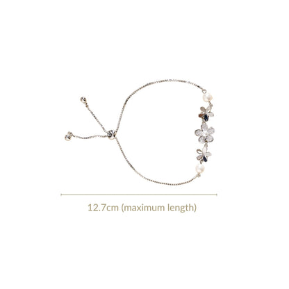 Floral Grace Silver Chain Bracelet