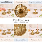 Metal Taper Candle Holder Set Of 2 Gold