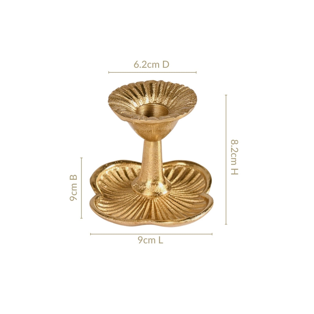 Metal Taper Candle Holder Set Of 2 Gold