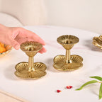 Metal Taper Candle Holder Set Of 2 Gold