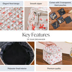 Floral Trinket Storage Bag With Pouch Set Of 6 Orange