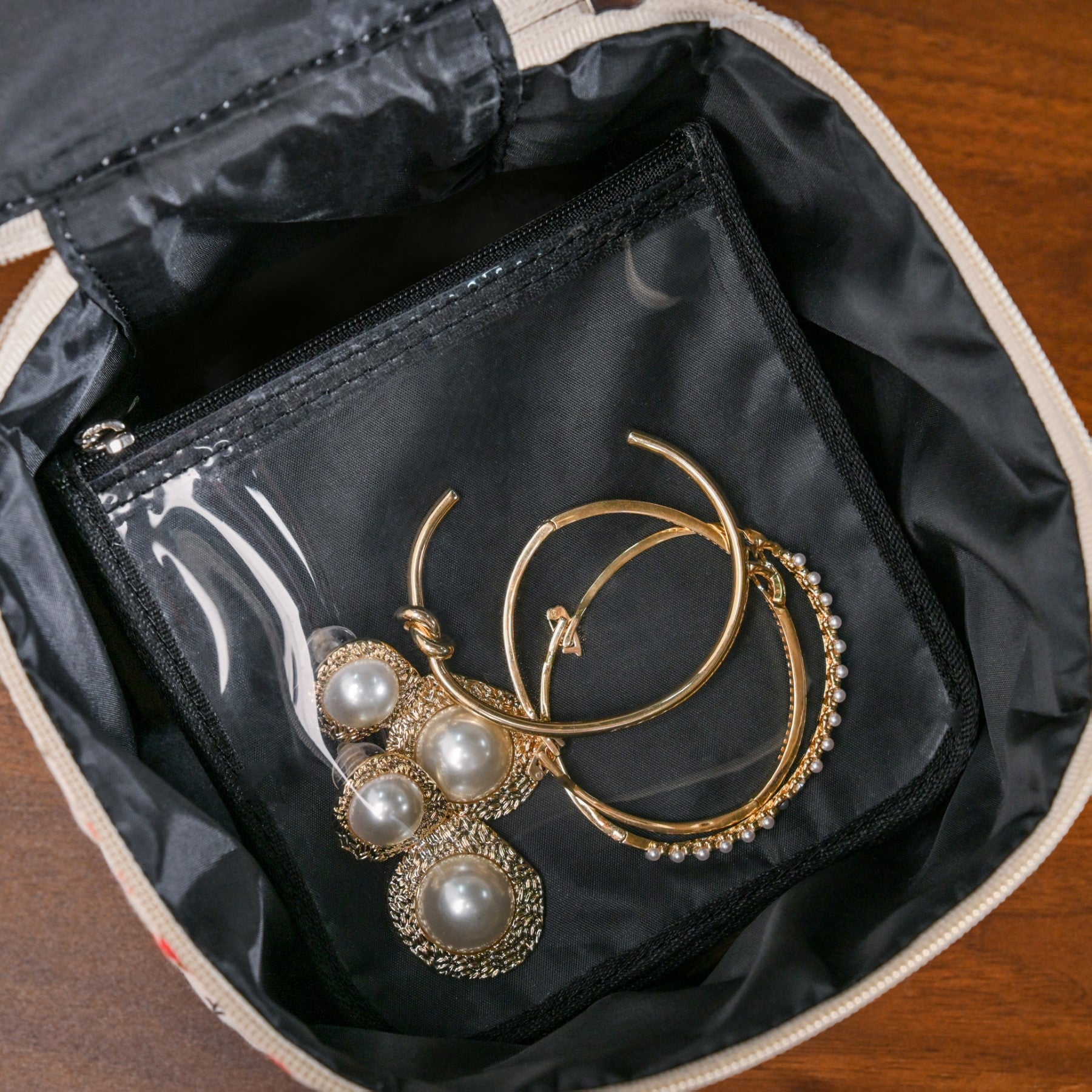 Floral Trinket Storage Bag With Pouch Set Of 6 Orange