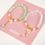 Crystal Charm Bracelet With Flowers Set Of 2