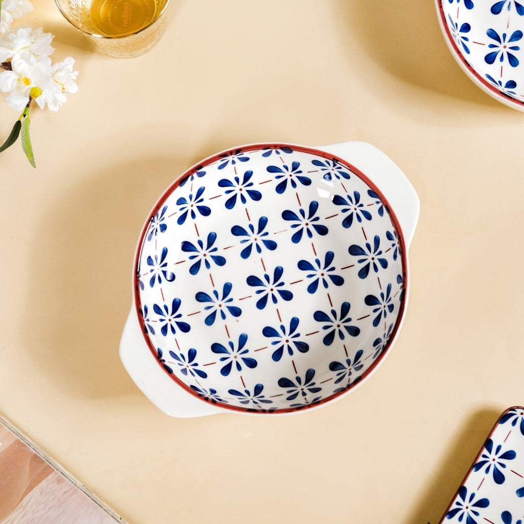 Blue Flower Serving Bowl Set Of 2 1000ml