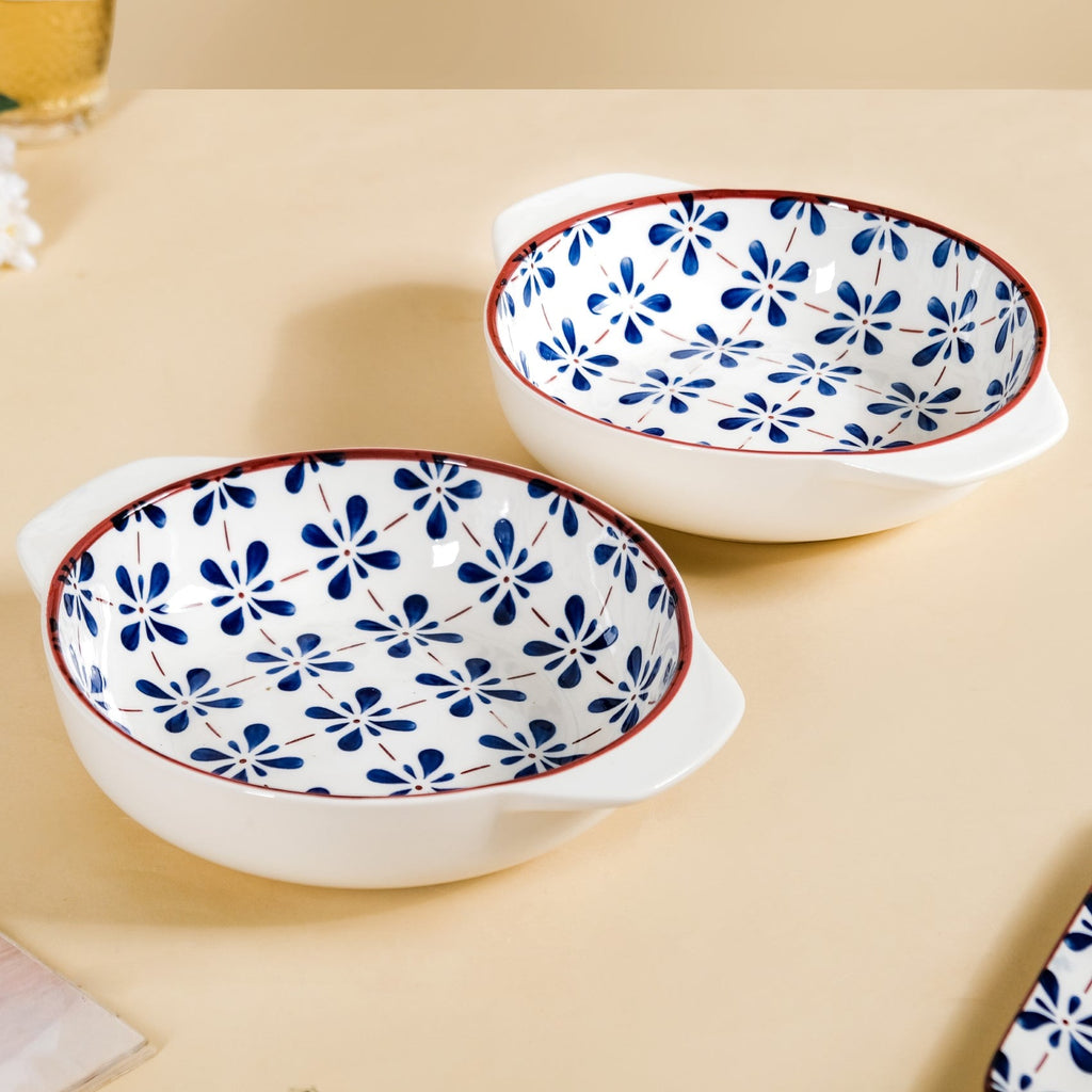 Blue Flower Serving Bowl Set Of 2 1000ml