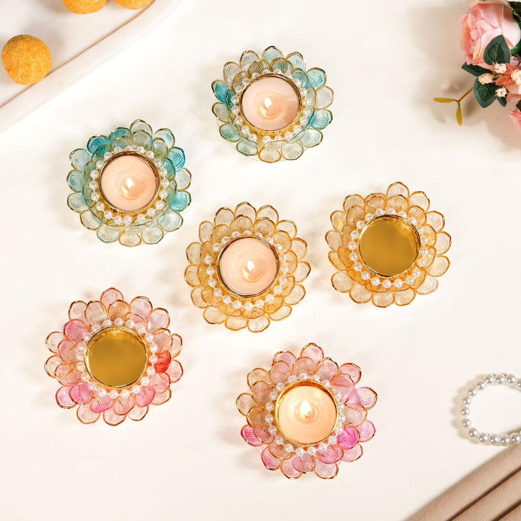 Floral Festivity Tealight Holder Set Of 6