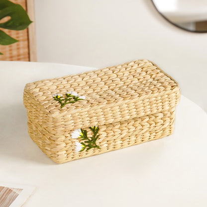 Kauna Storage Basket With Floral Embroidery – Keepsake Organizer Box