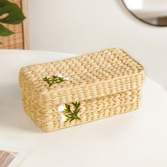 Kauna Storage Basket With Floral Embroidery – Keepsake Organizer Box