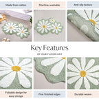 Flower Power Anti Slip Cotton Floor Mat 105x53cm