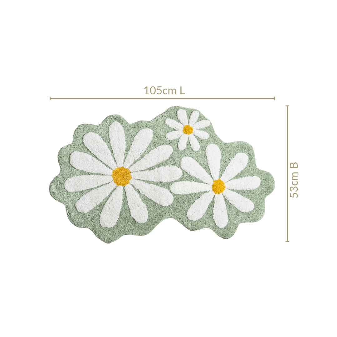 Flower Power Anti Slip Cotton Floor Mat 105x53cm