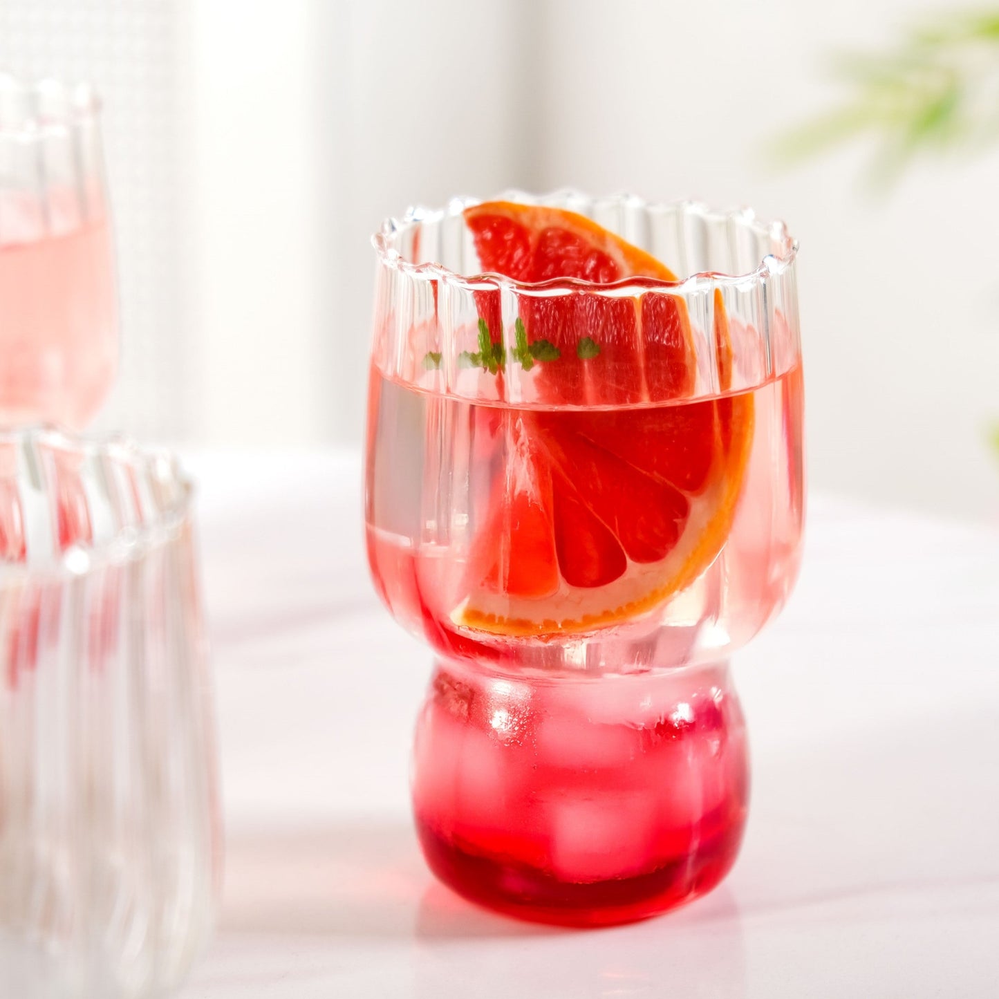 Fluted Borosilicate Glass Tumblers Set Of 4 460ml