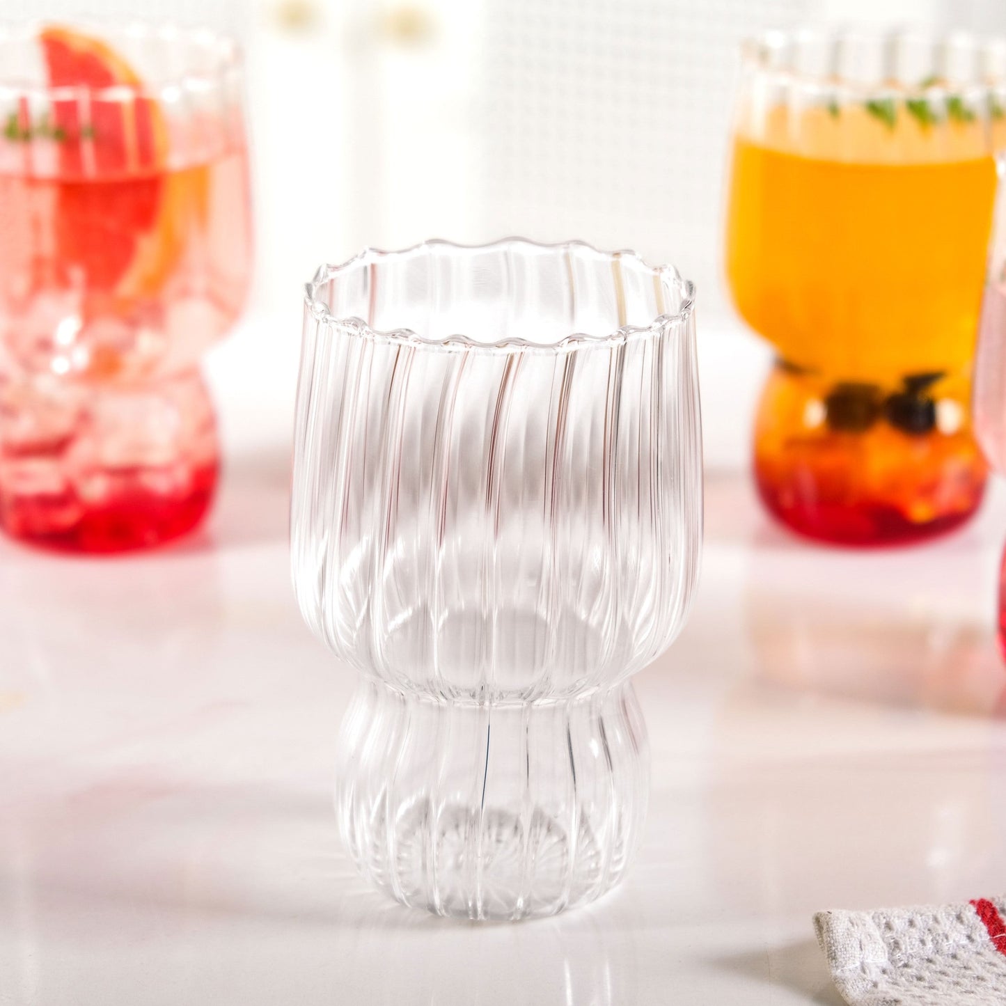 Fluted Borosilicate Glass Tumblers Set Of 4 460ml