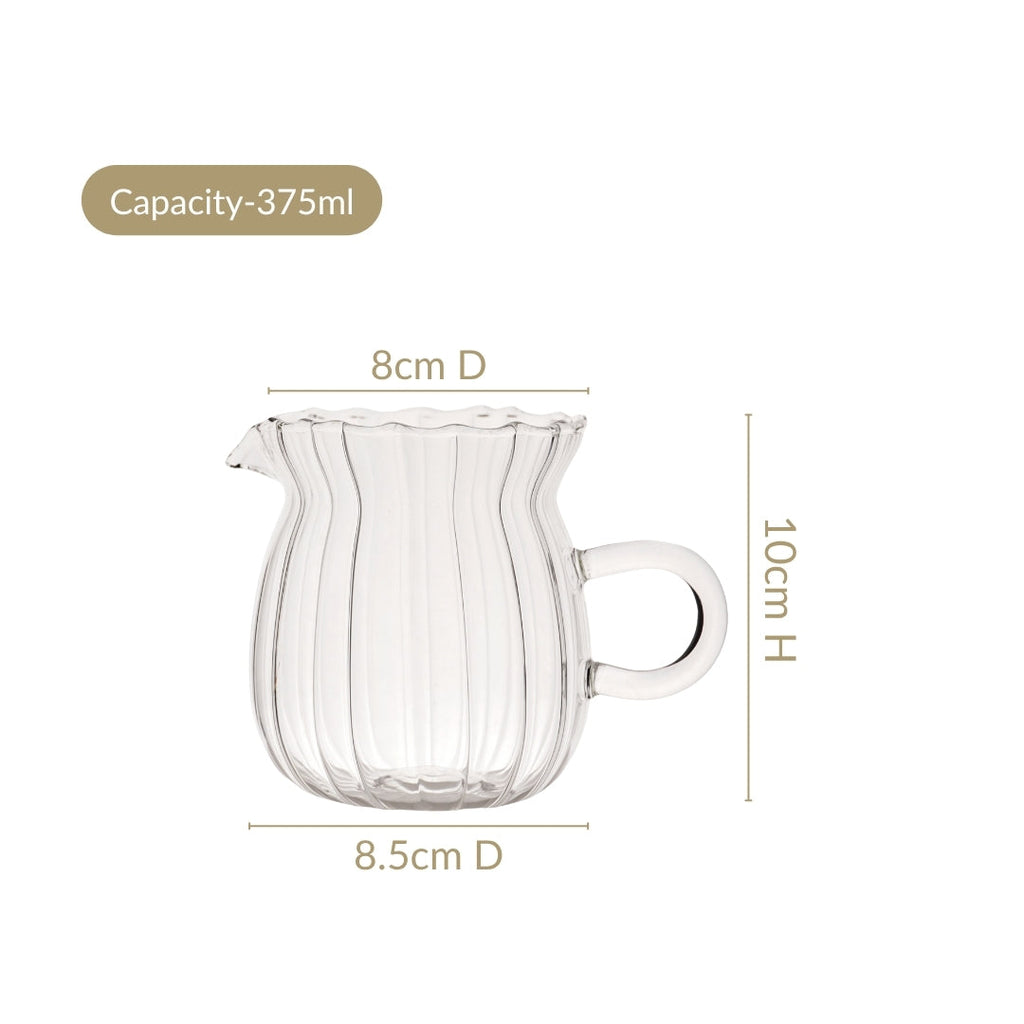 Fluted Glass Creamer Coffee Jug Set Of 2 375ml