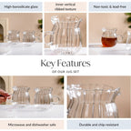 Fluted Glass Creamer Coffee Jug Set Of 2 375ml