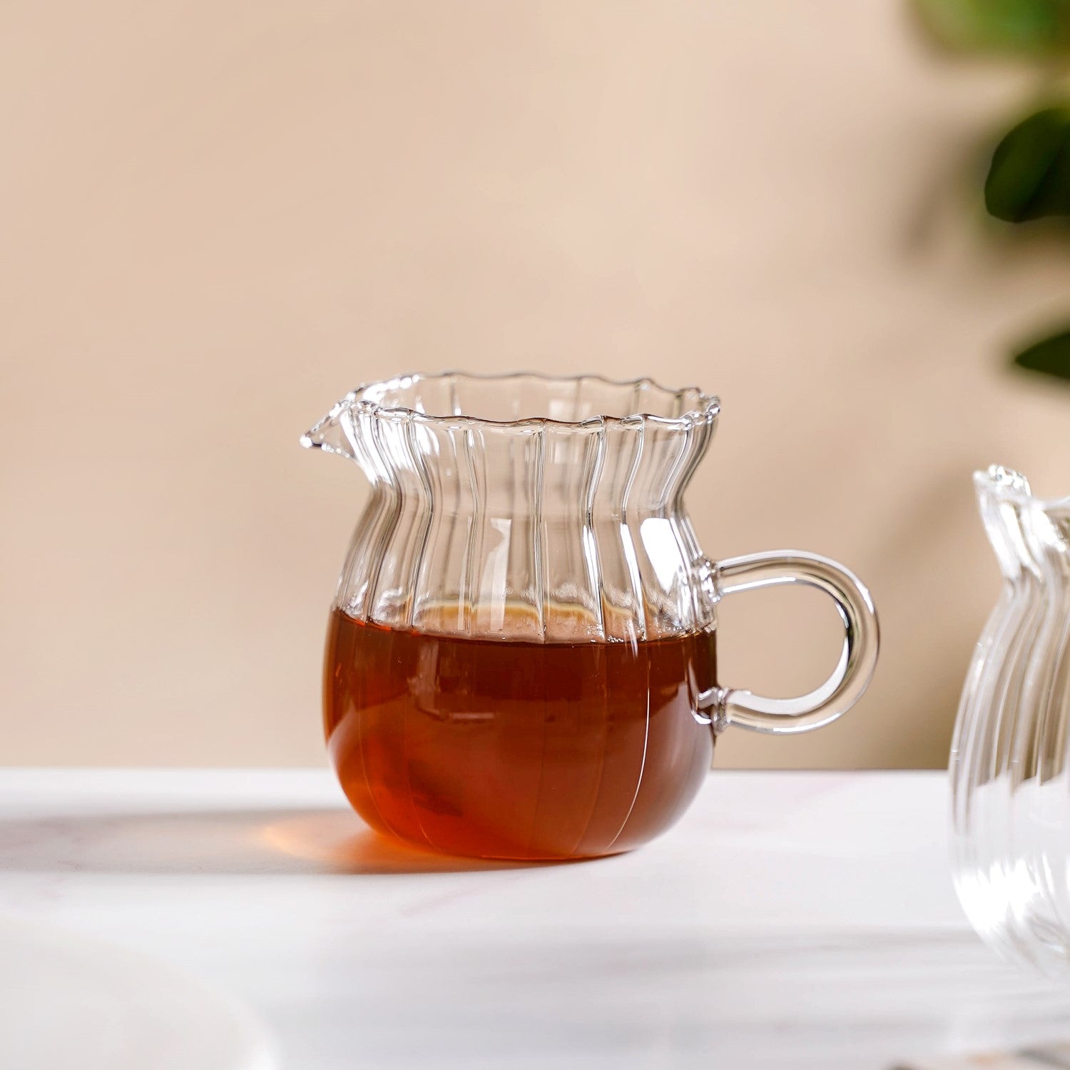 Fluted Glass Creamer Coffee Jug Set Of 2 375ml