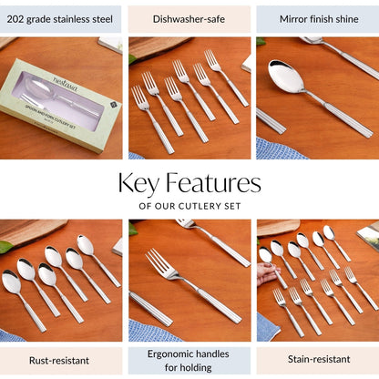 Fluted Stainless Steel Spoons And Fork Set Of 12