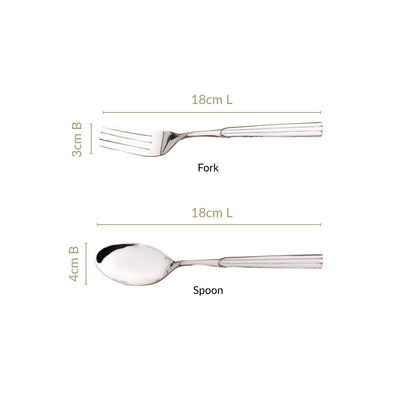 Fluted Stainless Steel Spoons And Fork Set Of 12