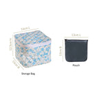Floral Quilted Jewellery Storage Bag With Pouch Set Of 6 Blue