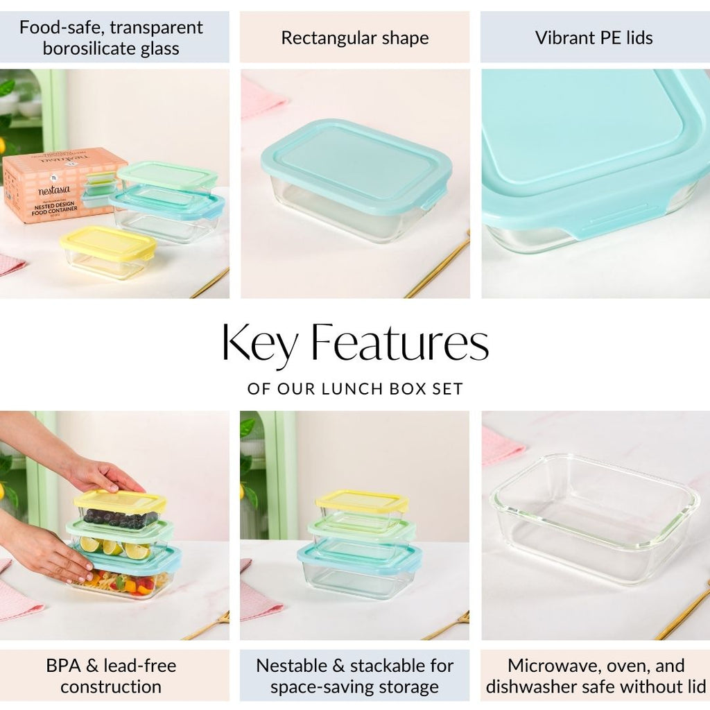 Freshlock Meal Prep Rectangular Storage Box Set Of 3