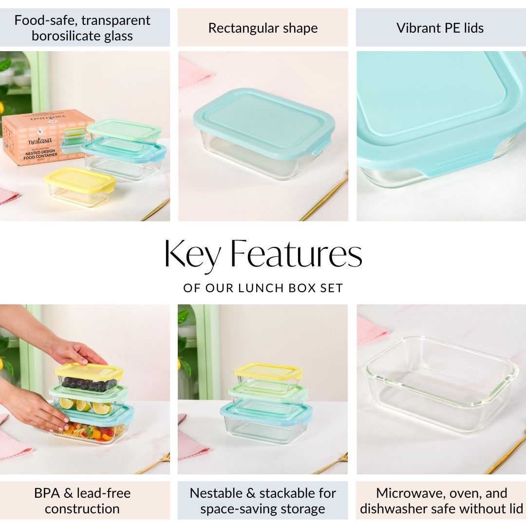 Freshlock Meal Prep Rectangular Storage Box Set Of 3