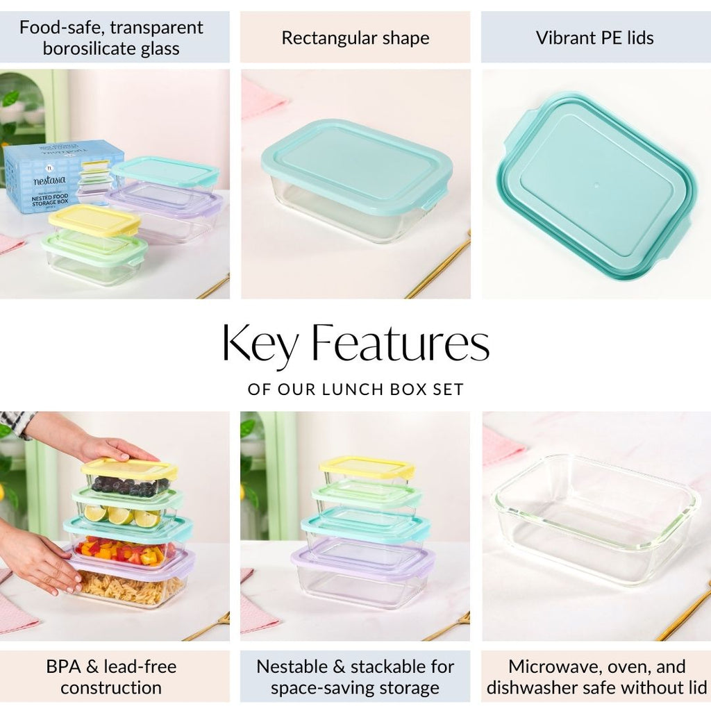 Freshlock Meal Prep Rectangular Storage Box Set Of 4