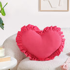 Frilly Heart Cotton Cushion Dark Pink 43x38cm
