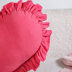 Frilly Heart Cotton Cushion Dark Pink 43x38cm