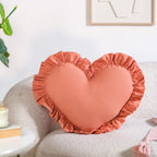 Frilly Heart Cotton Cushion Dusty Pink 43x38cm