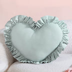Frilly Heart Cotton Cushion Mint Green 43x38cm