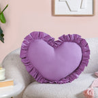 Frilly Heart Cotton Cushion Purple 43x38cm