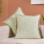 Fringe Cotton Cushion Cover Set Of 2 Green