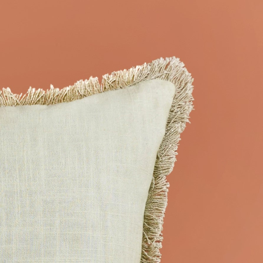 Fringe Cotton Cushion Cover Set Of 2 Green