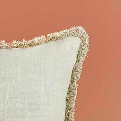 Fringe Cotton Cushion Cover Set Of 2 Green