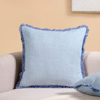 Fringe Cushion Cover Set Of 2 Blue
