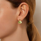 Oval Front Back Drop Earrings Green