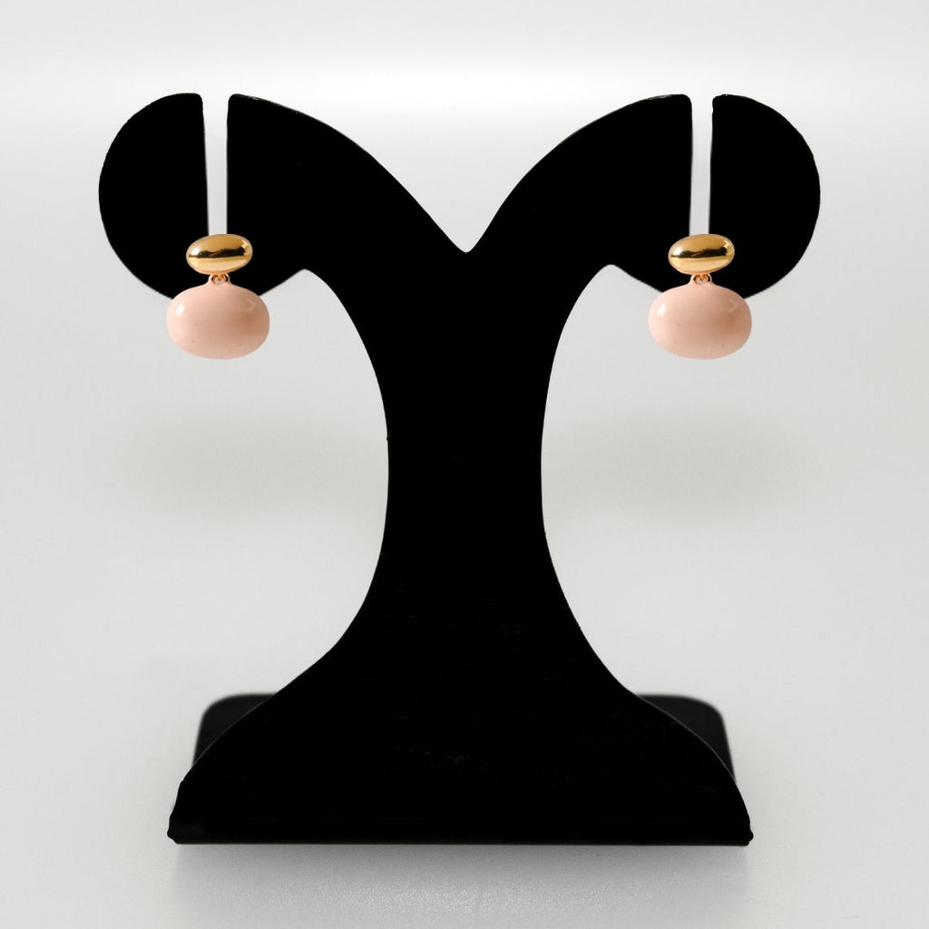 Oval Front Back Drop Earrings Pink