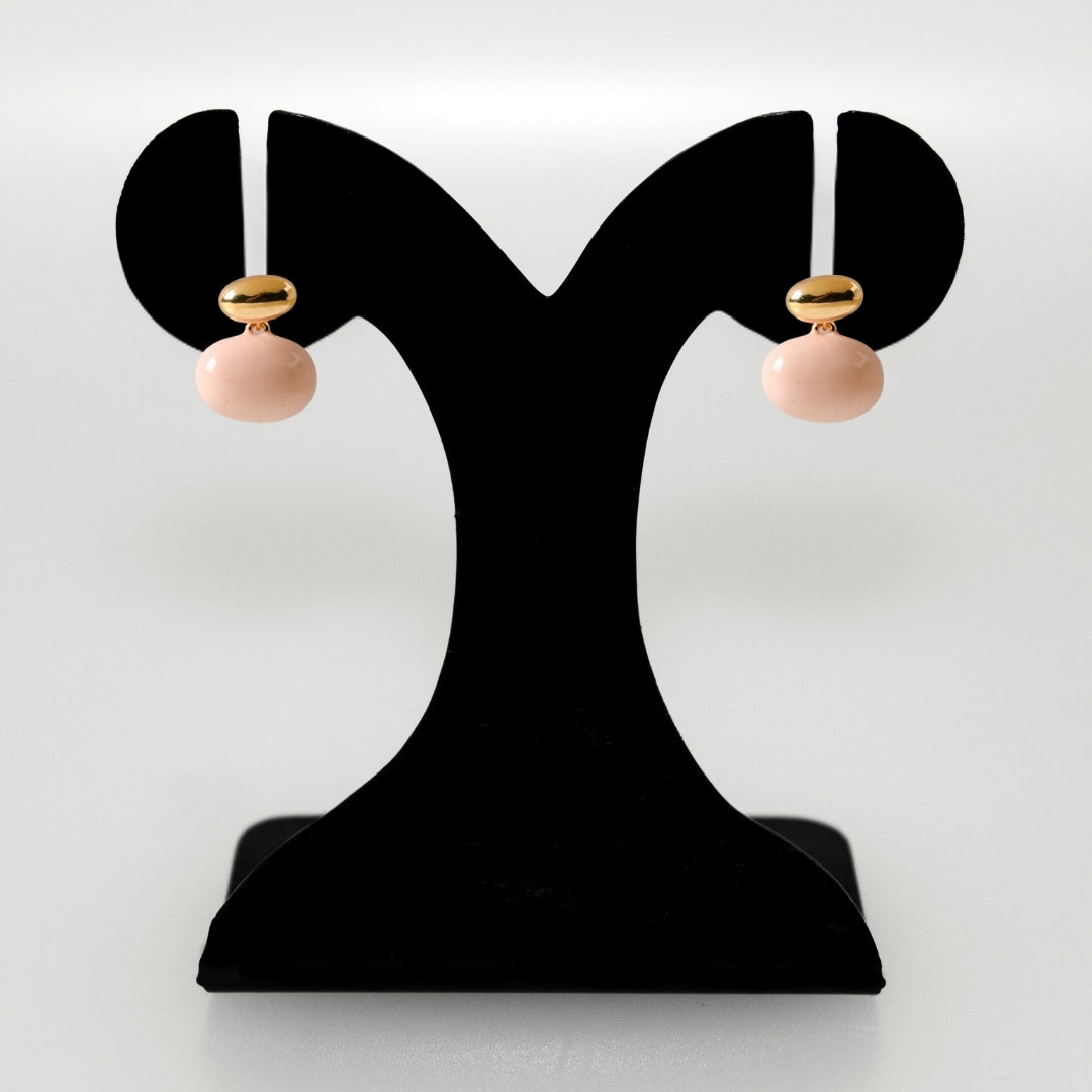 Oval Front Back Drop Earrings Pink