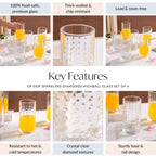 Diamond Design Highball Glass Set Of 6 466ml