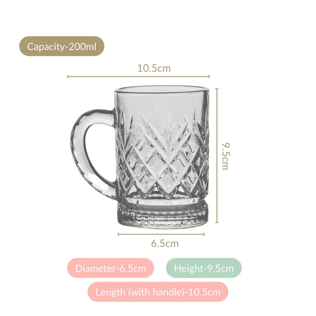 Engraved Glass Mugs Set Of 6 200ml