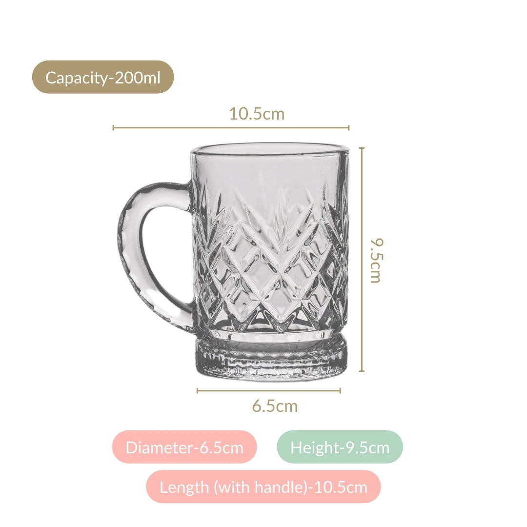 Engraved Glass Mugs Set Of 6 200ml